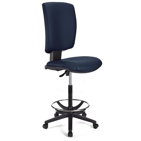 Tabouret de Bureau ATLAS SANS ACCOUDOIRS CUIR, couleur Bleu