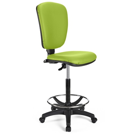 Tabouret de Travail CALIPSO SANS ACCOUDOIRS CUIR, Dossier Ajustable, Grand Rembourrage, Vert