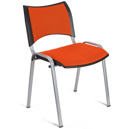 Chaise conférence ROMEL, Rembourrage Commode, Empilable, Piétement Gris, en Tissu, Orange