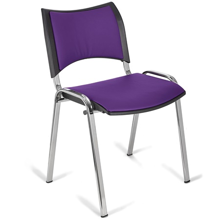 Chaise conférence ROMEL CUIR, Rembourrage Commode, Empilable, Piétement Chromé, Violet