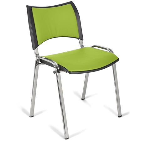 Chaise conférence ROMEL CUIR, Rembourrage Commode, Empilable, Piétement Chromé, Vert