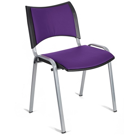 Chaise conférence ROMEL CUIR, Rembourrage Commode, Empilable, Piétement Gris, Violet