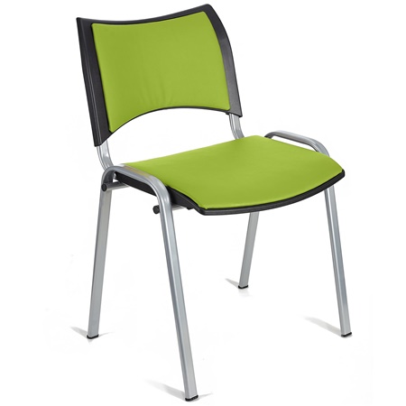 Chaise conférence ROMEL CUIR, Rembourrage Commode, Empilable, Piétement Gris, Vert