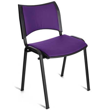 Chaise conférence ROMEL CUIR, Rembourrage Commode, Empilable, Piétement Noir, Violet