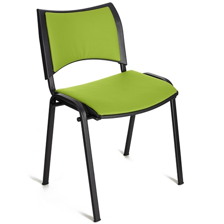 Chaise conférence ROMEL CUIR, Rembourrage Commode, Empilable, Piétement Noir, Vert