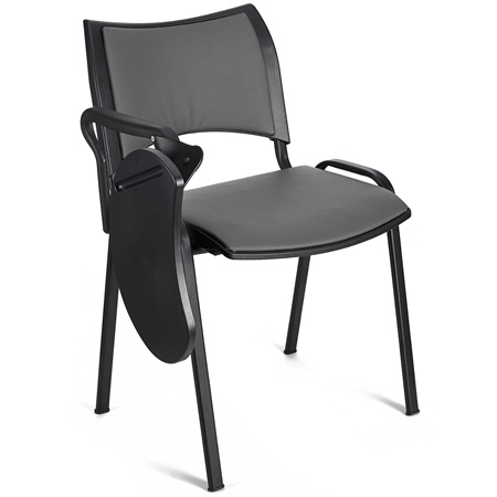 Chaise conférence ROMEL AVEC TABLETTE CUIR, Rembourrage Commode, Empilable, Piétement Noir, Gris