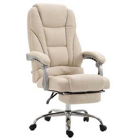 Fauteuil de bureau COMODITY TISSU, Grand Rembourrage, Repose-pieds Extensible, Crème