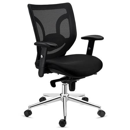 Chaise Ergonomique LAMBO, Utilisation 8h/jour, Support Lombaire, Noir