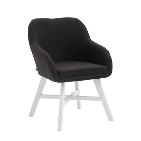 Chaise Visiteur KETEL, Design Exclusif, Armature en Bois Blanc, Tissu Noir