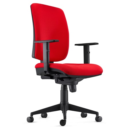 Chaise ergonomique PIERO, Accoudoirs Ajustables, en Tissu Rouge