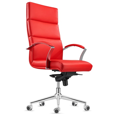 Fauteuil de Bureau RABAT, en Cuir, Rouge, Dossier Basculant, Grande Qualité et Design