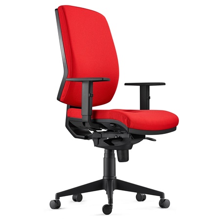 Chaise Ergonomique OLIVER, en Tissu Rouge, Utilisation 8 Heures, Rembourrage Epais