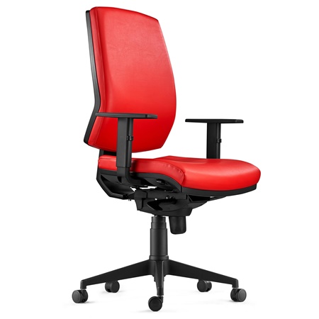 Chaise Ergonomique OLIVER, en Cuir Rouge, Utilisation 8 Heures, Rembourrage Epais