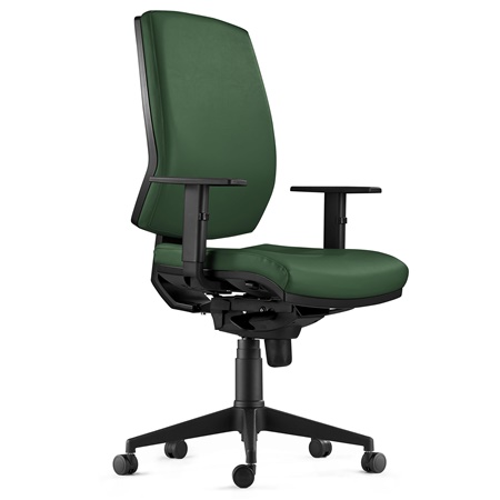 Chaise Ergonomique OLIVER, en Cuir Vert, Utilisation 8 Heures, Rembourrage Epais