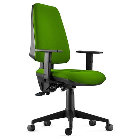 Chaise de Bureau Ergonomique INDIANA, en Tissu Vert, avec Accoudoirs Ajustables