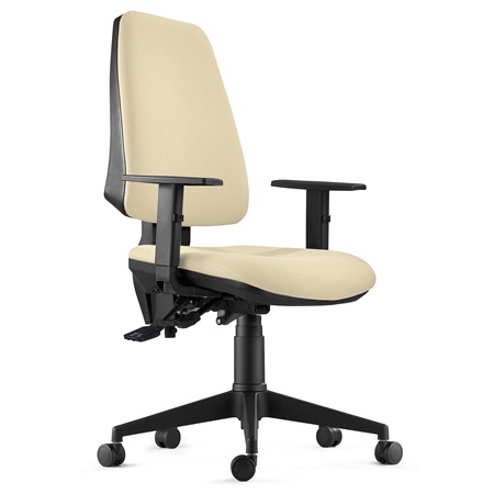 Chaise de Bureau Ergonomique INDIANA, en Tissu Crème, avec Accoudoirs Ajustables