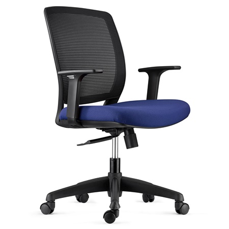 Chaise de bureau MISURI, Accoudoirs Réglables, en Maille Respirante, Noir / Bleu Foncé