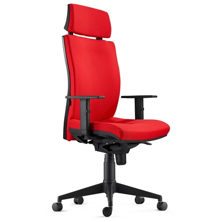 Chaise Ergonomique MARVEL, avec Appui-tête et Support Lombaire, en Tissu, Rouge