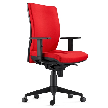 Chaise Ergonomique CALVIN, Tissu Ignifuge, Support Lombaire, Rouge