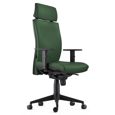 Chaise Ergonomique MARVEL, avec Appui-tête et Support Lombaire, en Cuir, Vert