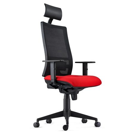 Chaise Ergonomique MARSA, Appui-Tête, Accoudoirs Ajustables et Support Lombaire, Rouge