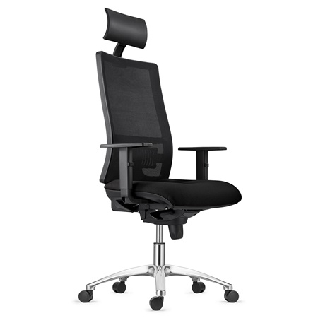 Chaise Ergonomique MARSA, Piétement Métallique, Appui-Tête, Accoudoirs Ajustables et Support Lombaire, Noir