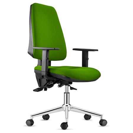 Chaise de bureau Ergonomique INDIANA, en Tissu Vert, avec Piétement Métallique et Accoudoirs Ajustables