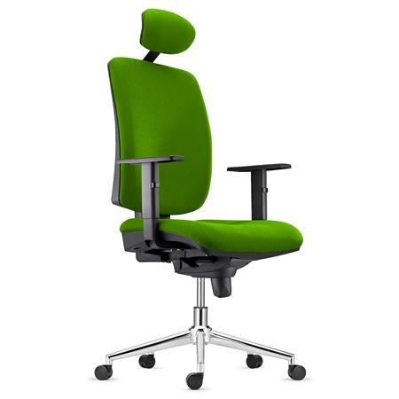 Chaise ergonomique PIERO, Piétement en Acier chromé, en Tissu Vert