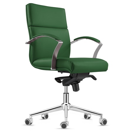 Fauteuil de Bureau RABAT, en Cuir, Vert, Dossier Basculant Taille Intermédiaire