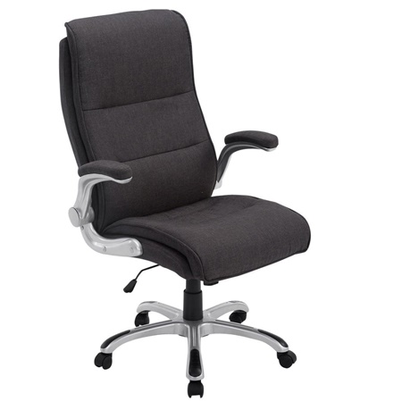 Fauteuil de bureau CRISTIANO TISSU, Grand rembourrage, Mécanisme Basculant, Utilisation quotidienne 8h, Gris Foncé