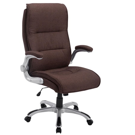 Fauteuil de bureau CRISTIANO TISSU, Grand rembourrage, Mécanisme Basculant, Utilisation quotidienne 8h, Marron