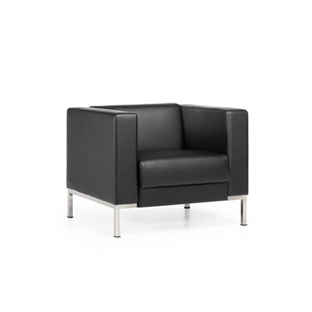 Fauteuil 1 place CAPIO, Design Elégant, Grand Confort, en Cuir, Noir