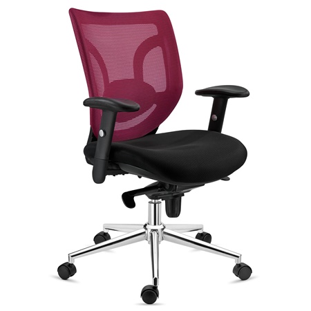 Chaise Ergonomique LAMBO, Utilisation quotidienne 8 Heures, Excellent Support Lombaire, Grand Confort, Bordeaux