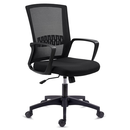 Chaise de Bureau IBIZA, Confortable et Résistante, Soutien lombaire, Dossier Basculant, Noir