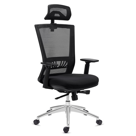 Chaise Ergonomique MAGNUM ELITE, Appui-tête, Utilisation 8h, Piétement Métallique, Support Lombaire, Noir