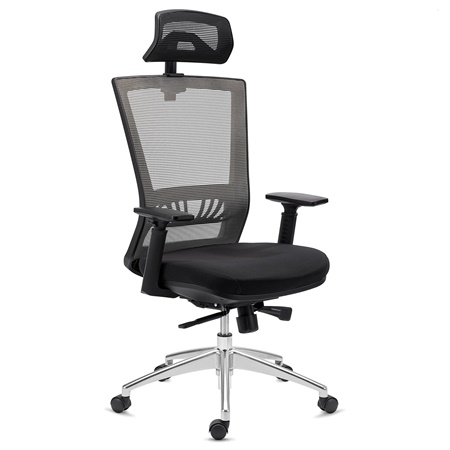 Chaise Ergonomique MAGNUM ELITE, Appui-tête, Utilisation 8h, Piétement Métallique, Support Lombaire, Gris