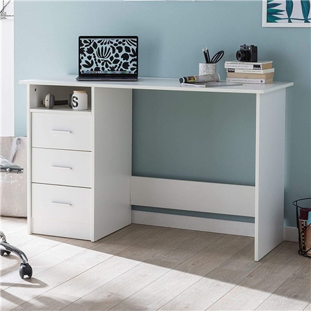 Bureau Informatique DAHLIA, Design Moderne, Dimensions 123x50x77 cm, en Bois, Blanc