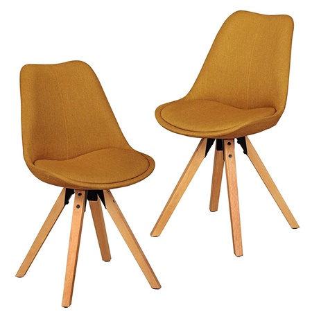 Lot de 2 Chaises Visiteur KARINE, Design Exclusif, Structure en Bois, en Tissu, couleur Ocre