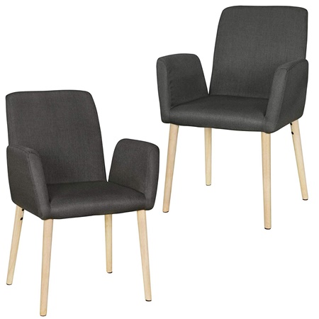 Lot de 2 Chaises Visiteur MARGO, Design Scandinave, en Tissu, couleur Anthracite