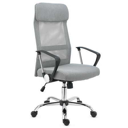 Chaise de Bureau NISEKO, Appui-tête Rembourré, Piétement Métallique Exclusif, en Gris