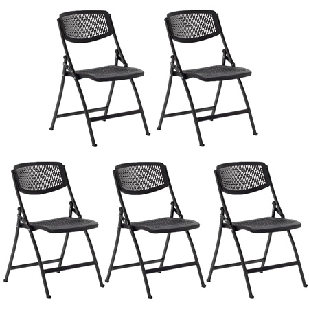 Lot de 5 Chaises JASPER, Pliantes, en Acier, Noir