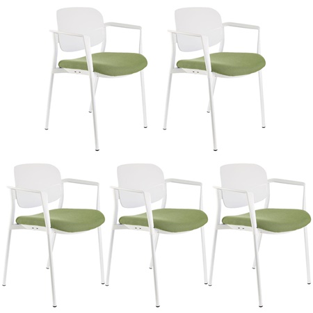 Lot de 5 chaises de réunion ERIC, Commodes et Pratiques, Empilables, Vert Olive