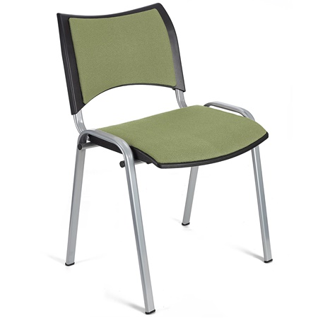 Chaise conférence ROMEL, Rembourrage Commode, Empilable, Piétement Gris, en Tissu, Vert Olive