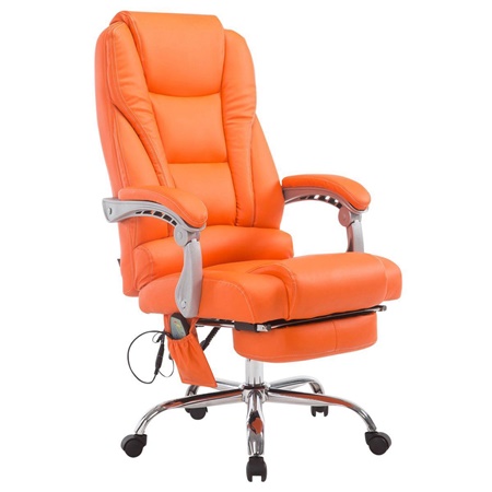 Fauteuil de bureau COMODITY MASSAGE CUIR, Repose-pieds Extensible, Fonction massage, Orange