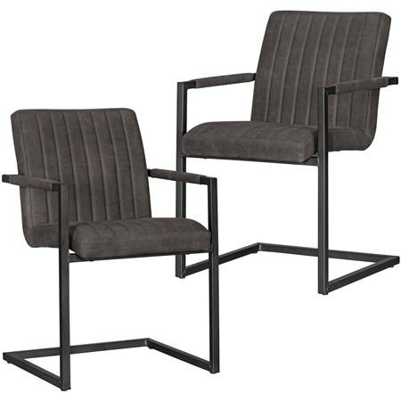Lot de 2 Chaises de Réunion BAKARA, Design Élégant, Piétement Métallique Noir, en Tissu couleur Anthracite