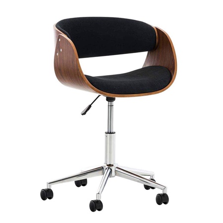Chaise design ANOUK TISSU, Design Moderne, Structure en Bois couleur Noyer, Tissu Noir