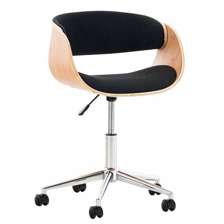 Chaise design ANOUK TISSU, Design Moderne, Structure en Bois couleur Hêtre, Tissu Noir