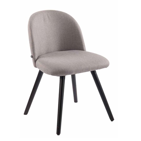 Chaise visiteur MONA, Design Exclusif, Structure en Bois couleur Noir, Tissu Gris Clair
