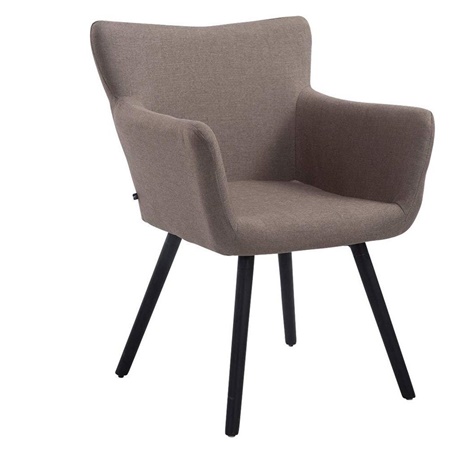 Chaise d'Attente NIAGARA, Design Moderne, Piétement en Bois couleur Noir, Assise rembourrée, en Tissu, Taupe