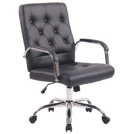 Chaise de bureau NESI, Structure Métallique, en Cuir Capitonné, couleur Noir
